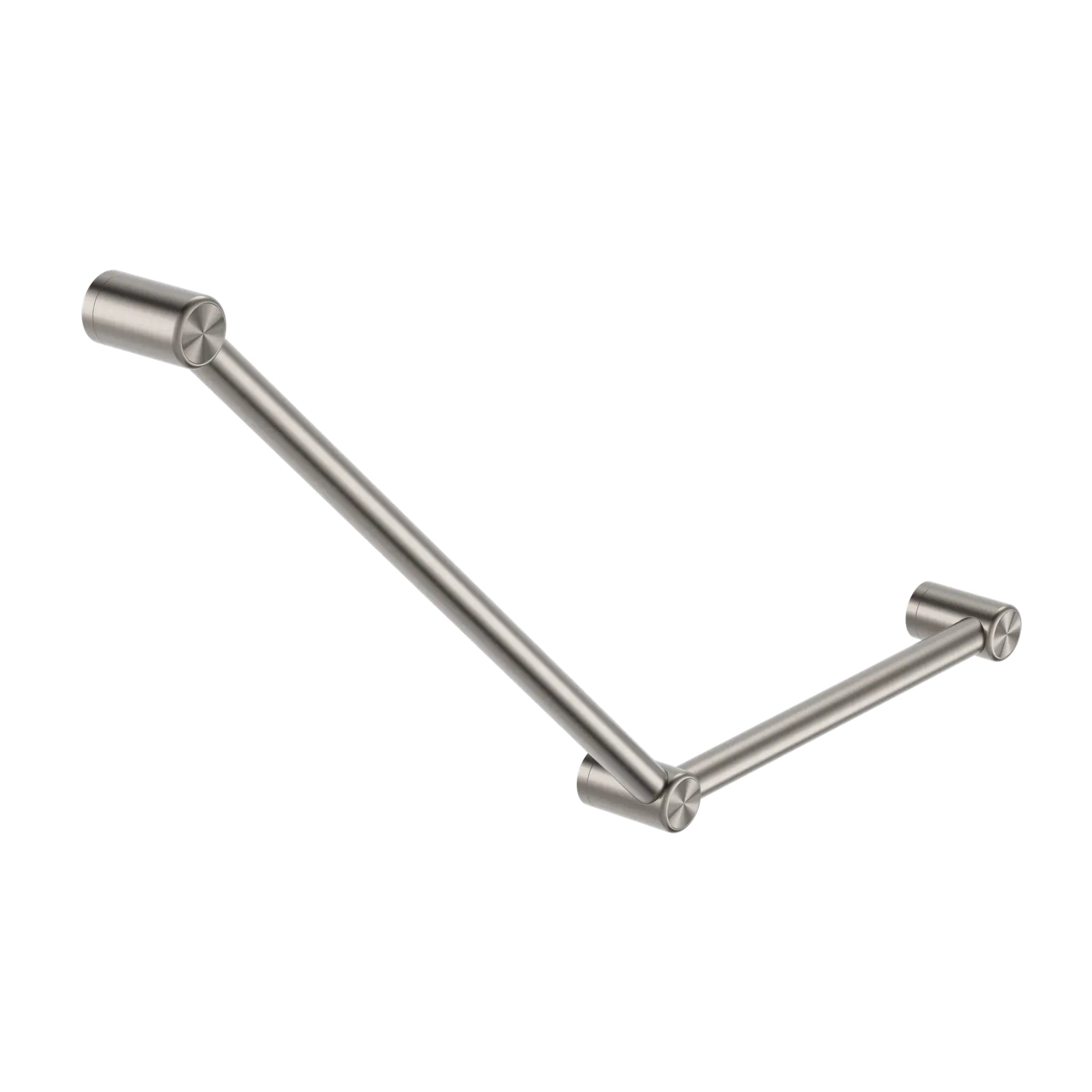 NERO MECCA CARE 32MM AMBULANT TOILET GRAB RAIL 45° 750X450MM BRUSHED NICKEL