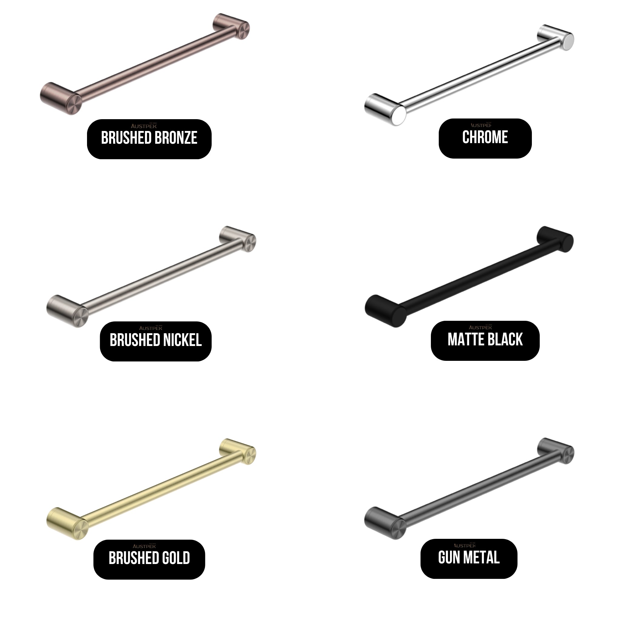 NERO MECCA CARE 32MM GRAB RAIL BRUSHED NICKEL (AVAILABLE IN 300MM, 450MM, 600MM, 900MM AND 1200MM)
