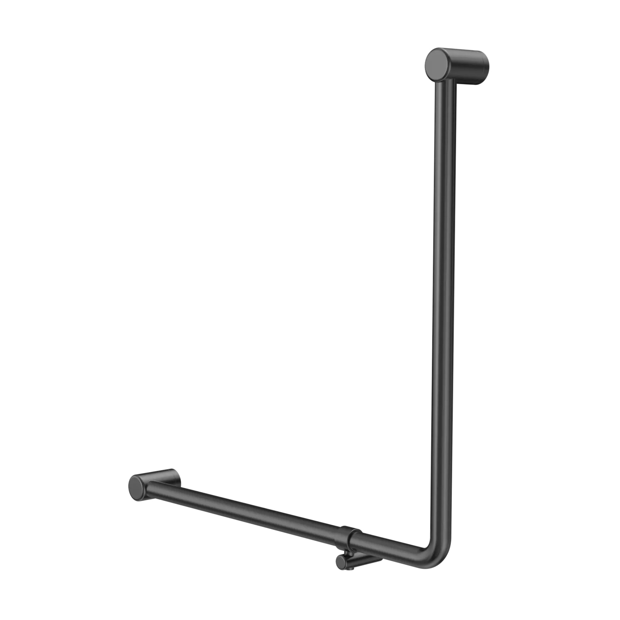 NERO MECCA CARE 90 DEGREE TOILET GRAB RAIL 750X750MM GUN METAL