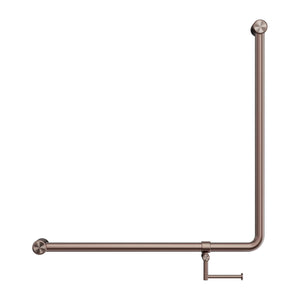 NERO MECCA CARE 90 DEGREE GRAB RAIL WITH TOILET ROLL HOLDER 750X750MM BRUSHED BRONZE