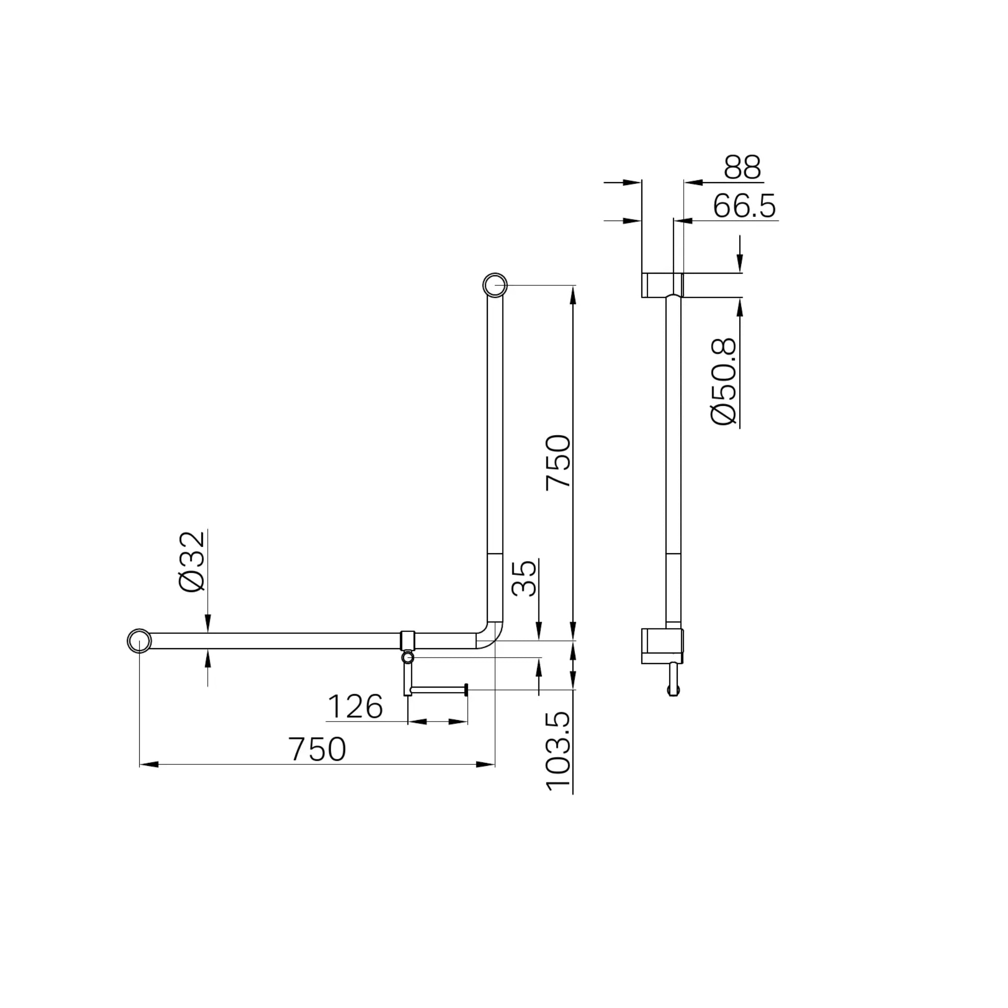 NERO MECCA CARE 90 DEGREE GRAB RAIL WITH TOILET ROLL HOLDER 750X750MM BRUSHED BRONZE