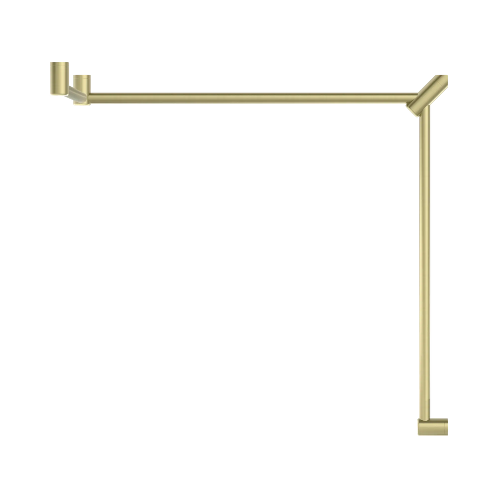 NERO MECCA CARE 32MM DDA ACCESSIBLE TOILET GRAB RAIL SET 90 DEGREE CONTINUOUS 600X1065X1025MM BRUSHED GOLD