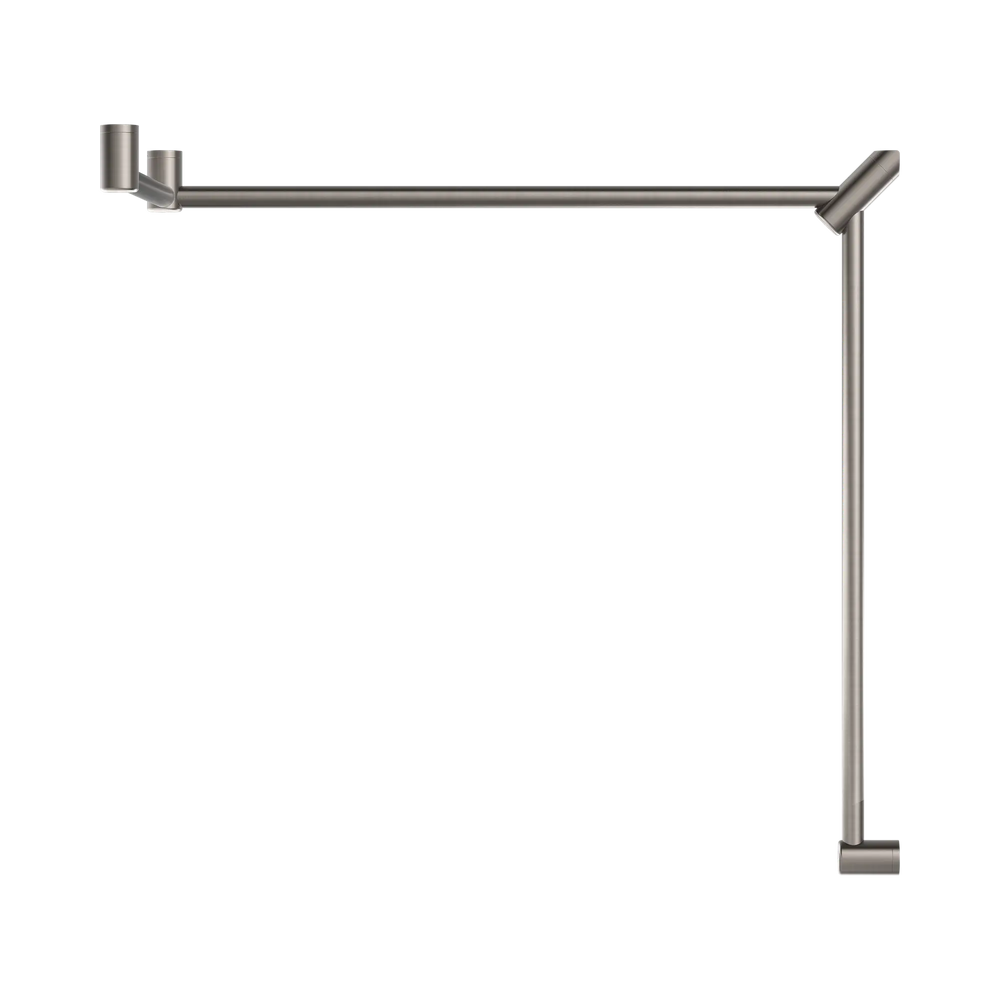 NERO MECCA CARE 32MM DDA ACCESSIBLE TOILET GRAB RAIL SET 90 DEGREE CONTINUOUS 600X1065X1025MM BRUSHED NICKEL