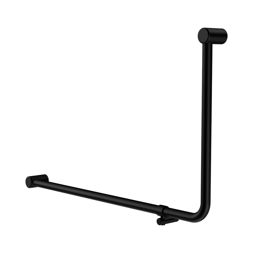 NERO MECCA CARE 32MM DDA ACCESSIBLE TOILET 90 DEGREE BENT TUBE GRAB RAIL 600X1000MM MATTE BLACK