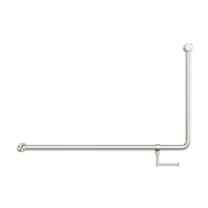 NERO MECCA CARE 32MM DDA ACCESSIBLE 90 DEGREE BENT TUBE GRAB RAIL WITH TOILET ROLL HOLDER 600X1000MM BRUSHED NICKEL
