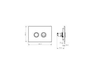 NERO MECCA CARE RAISED DISABLED CARE PNEUMATIC FLUSH BUTTONS PLATE DDA ACCESSIBLE TOILET COMPLIANT 245MM MATTE BLACK - Technical Drawing