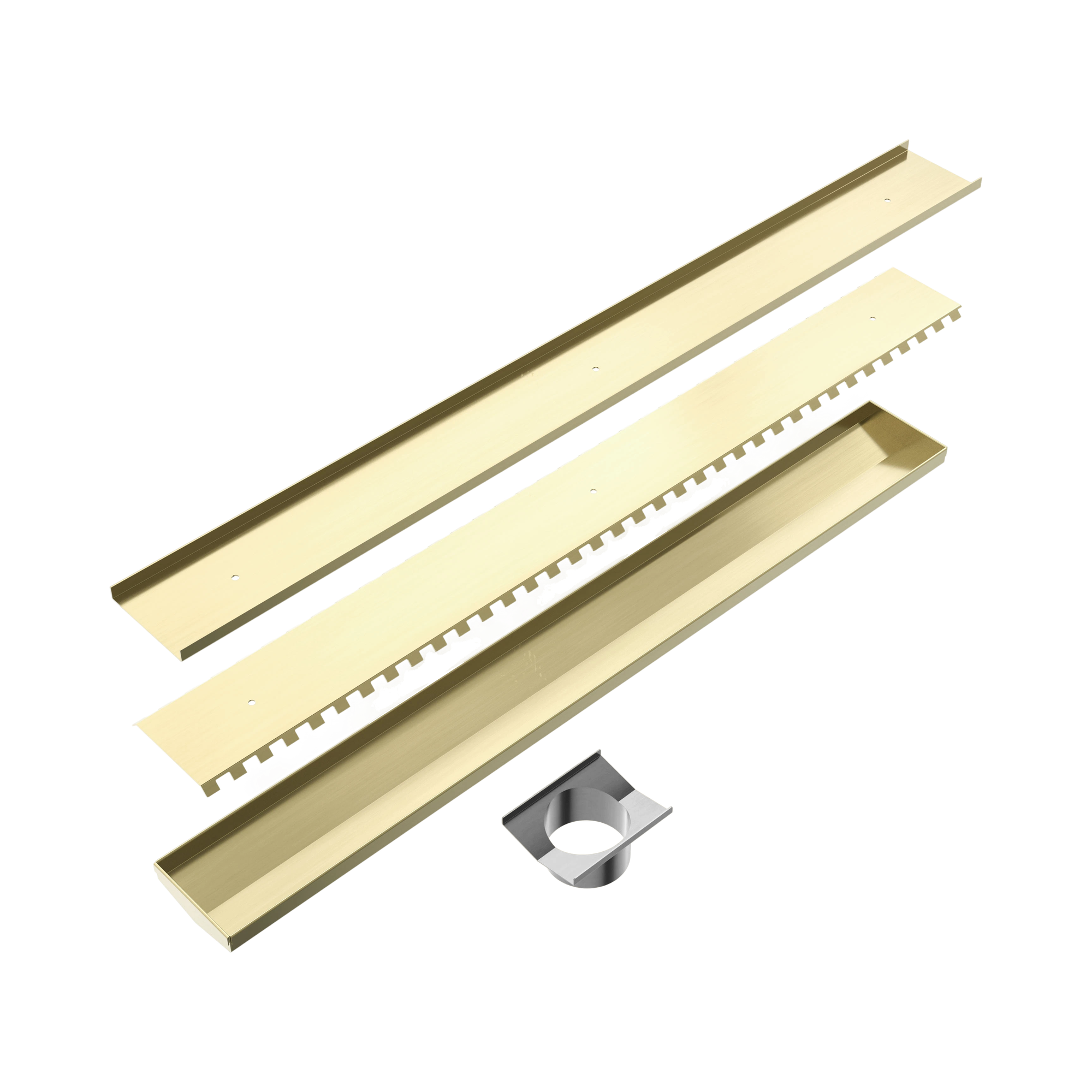 NERO V CHANNEL TILE INSERT FLOOR GRATE 900MM BRUSHED GOLD (AVAILABLE IN 90MM AND 80MM OUTLET)