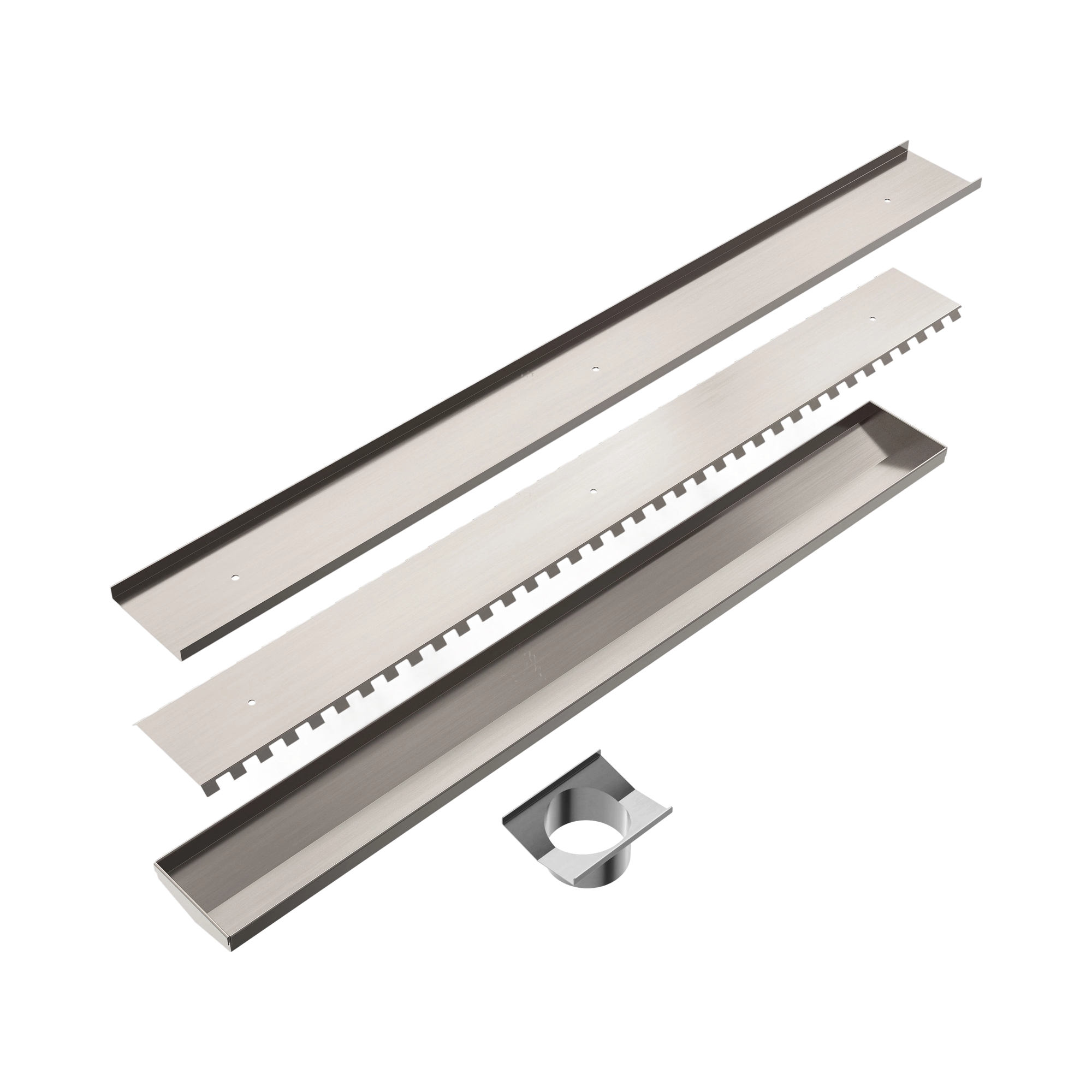 NERO V CHANNEL TILE INSERT FLOOR GRATE 900MM BRUSHED NICKEL (AVAILABLE IN 90MM AND 80MM OUTLET)