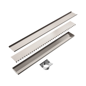 NERO V CHANNEL TILE INSERT FLOOR GRATE 900MM BRUSHED NICKEL (AVAILABLE IN 90MM AND 80MM OUTLET)