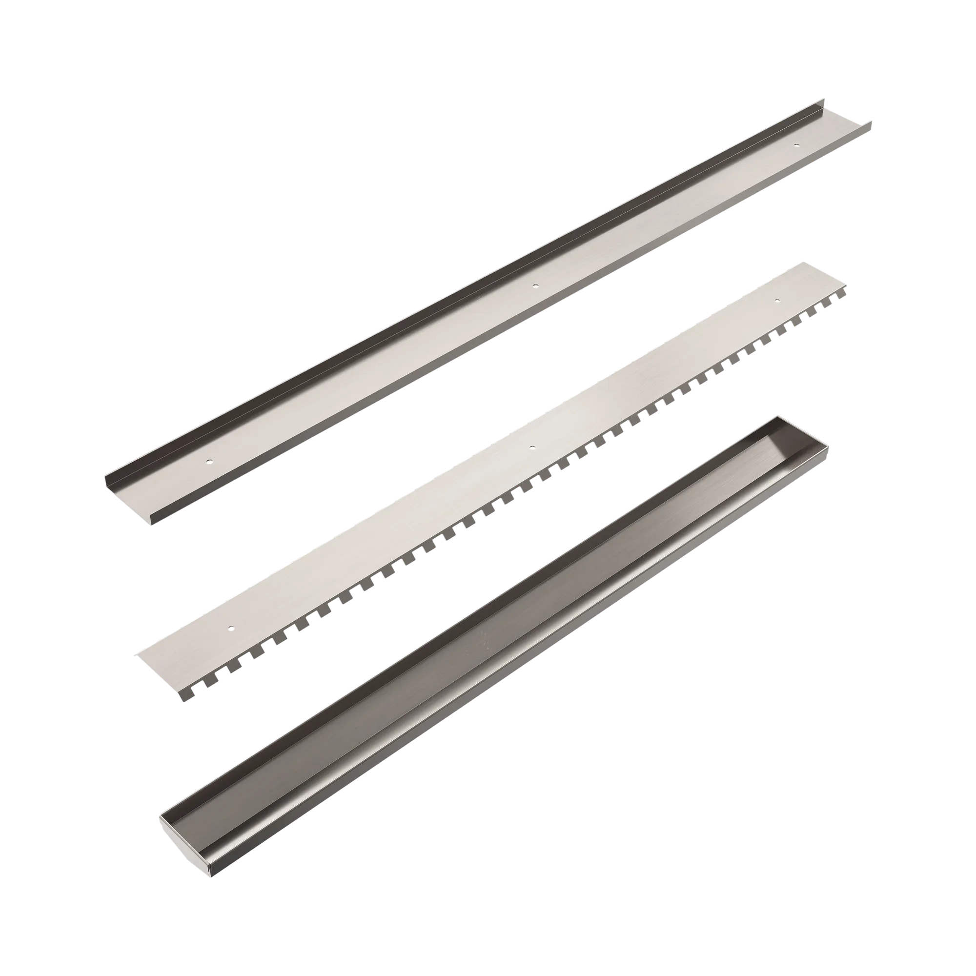 NERO TILE INSERT V CHANNEL 900X82MM FLOOR GRATE WITHOUT OUTLET BRUSHED NICKEL