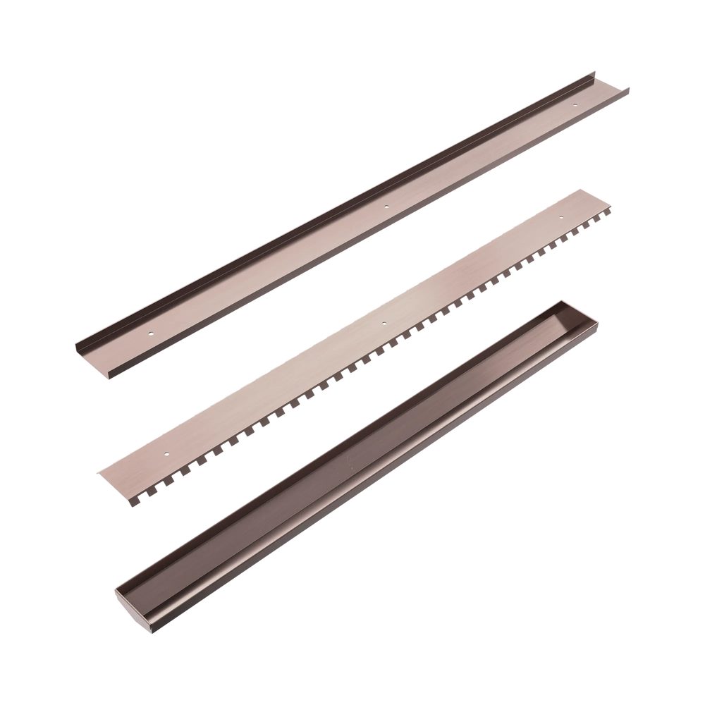 NERO TILE INSERT V CHANNEL 900X82MM FLOOR GRATE WITHOUT OUTLET BRUSHED BRONZE