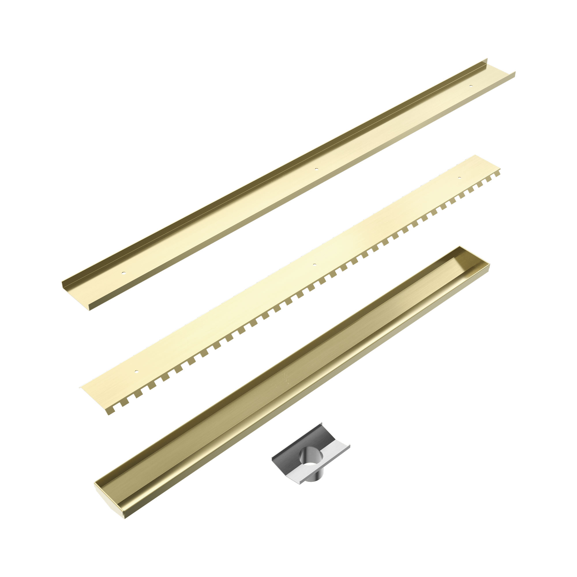 NERO V CHANNEL TILE INSERT FLOOR GRATE 900MM BRUSHED GOLD