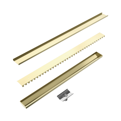 NERO V CHANNEL TILE INSERT FLOOR GRATE 900MM BRUSHED GOLD