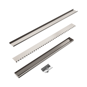 NERO V CHANNEL TILE INSERT FLOOR GRATE 900MM BRUSHED NICKEL
