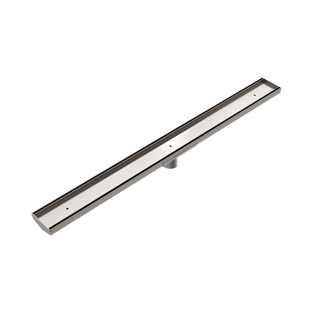 NERO V CHANNEL TILE INSERT FLOOR GRATE 900MM BRUSHED NICKEL