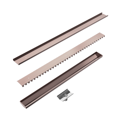 NERO V CHANNEL TILE INSERT FLOOR GRATE 900MM BRUSHED BRONZE