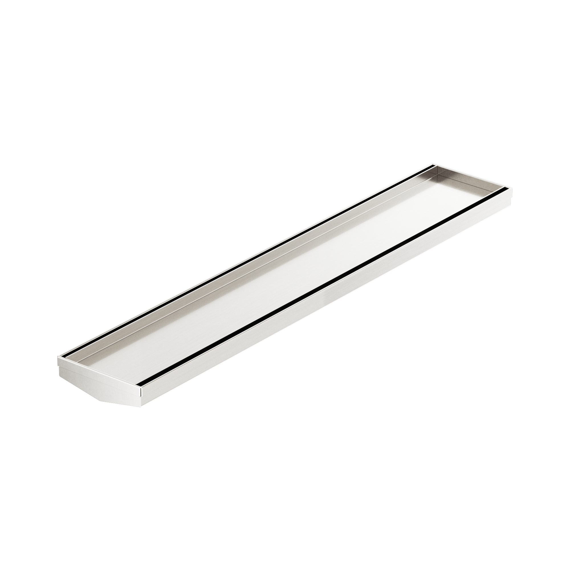 NERO V CHANNEL TILE INSERT FLOOR GRATE WITHOUT OUTLET BRUSHED NICKEL (AVAILABLE IN 600MM AND 1200MM)