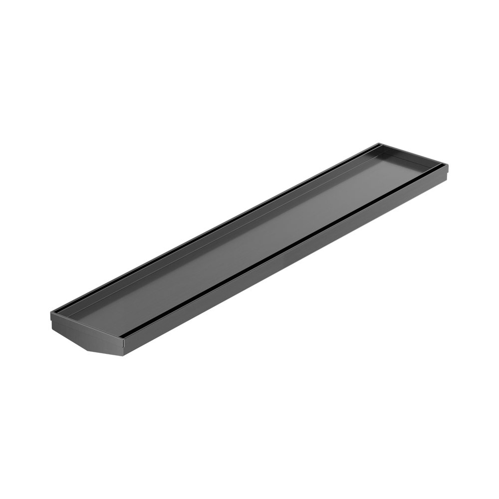 NERO V CHANNEL TILE INSERT FLOOR GRATE WITHOUT OUTLET GUN METAL (AVAILABLE IN 600MM AND 1200MM)