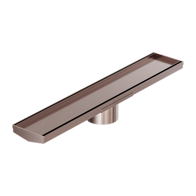 NERO V CHANNEL TILE INSERT FLOOR GRATE 600MM BRUSHED BRONZE (AVAILABLE IN 90MM AND 80MM OUTLET)