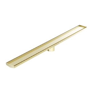 NERO V CHANNEL TILE INSERT FLOOR GRATE 1200MM BRUSHED GOLD (AVAILABLE IN 90MM AND 80MM OUTLET)