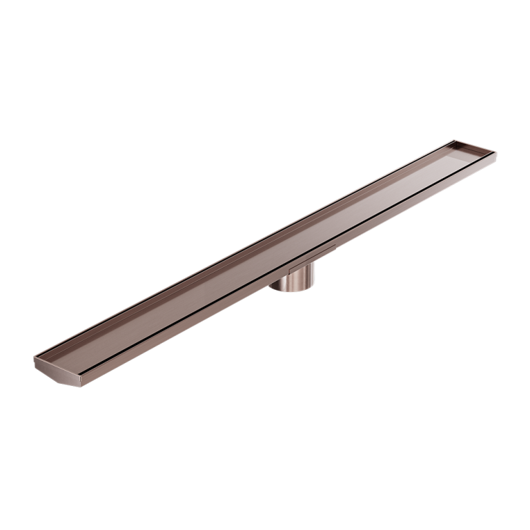 NERO V CHANNEL TILE INSERT FLOOR GRATE 1200MM BRUSHED BRONZE (AVAILABLE IN 90MM AND 80MM OUTLET)