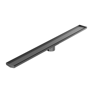 NERO V CHANNEL TILE INSERT FLOOR GRATE 1200MM GUN METAL (AVAILABLE IN 90MM AND 80MM OUTLET)