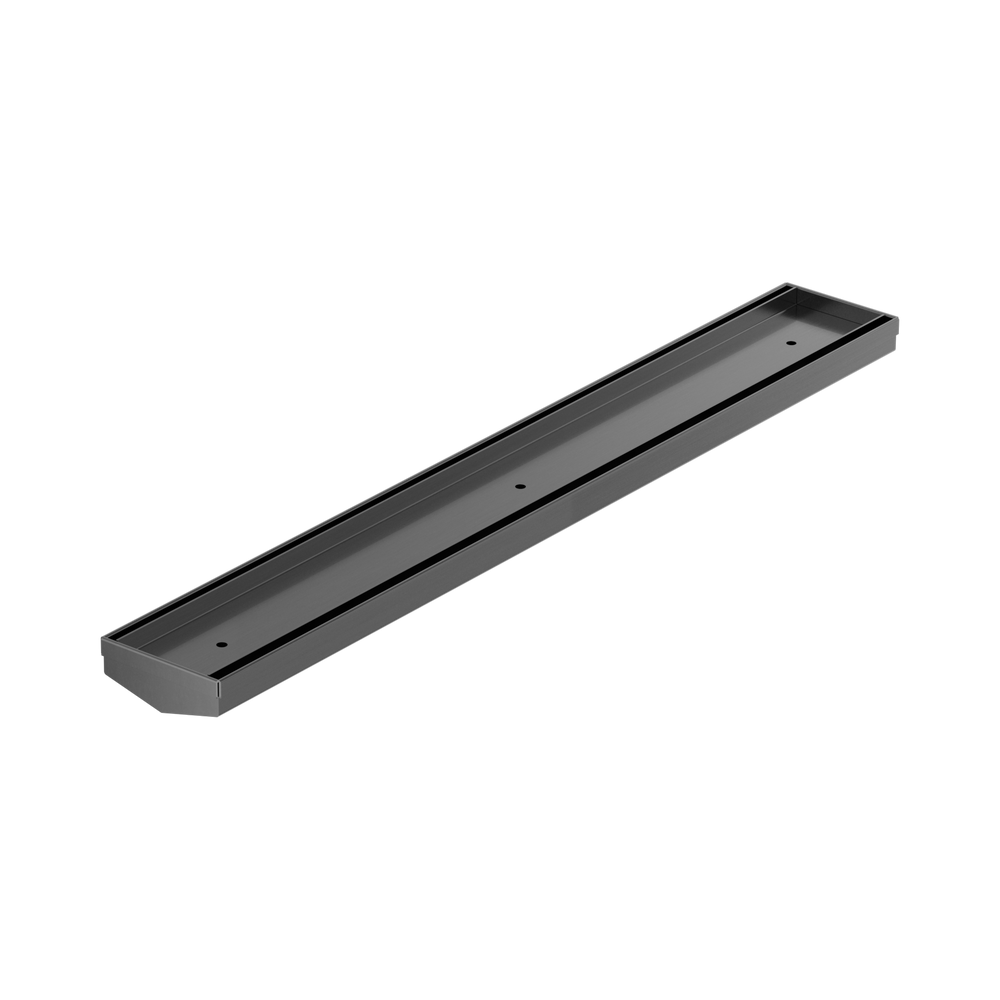 NERO V CHANNEL TILE INSERT FLOOR GRATE WITHOUT OUTLET GUN METAL (AVAILABLE IN 600MM AND 1200MM)