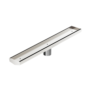NERO V CHANNEL TILE INSERT FLOOR GRATE BRUSHED NICKEL (AVAILABLE IN 600MM AND 1200MM)