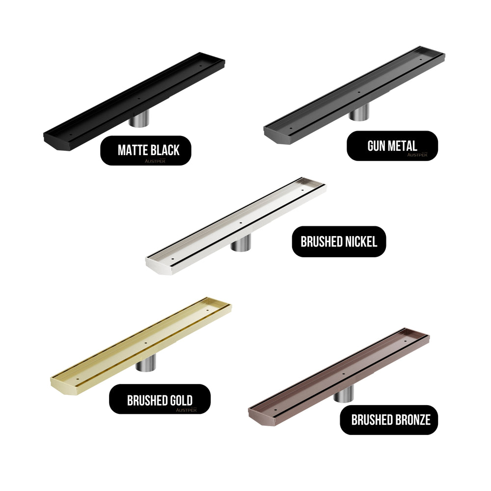 NERO V CHANNEL TILE INSERT FLOOR GRATE BRUSHED BRONZE (AVAILABLE IN 600MM AND 1200MM)