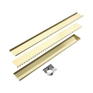 NERO TILE INSERT V CHANNEL 800X106MM FLOOR GRATE 90MM OUTLET BRUSHED GOLD