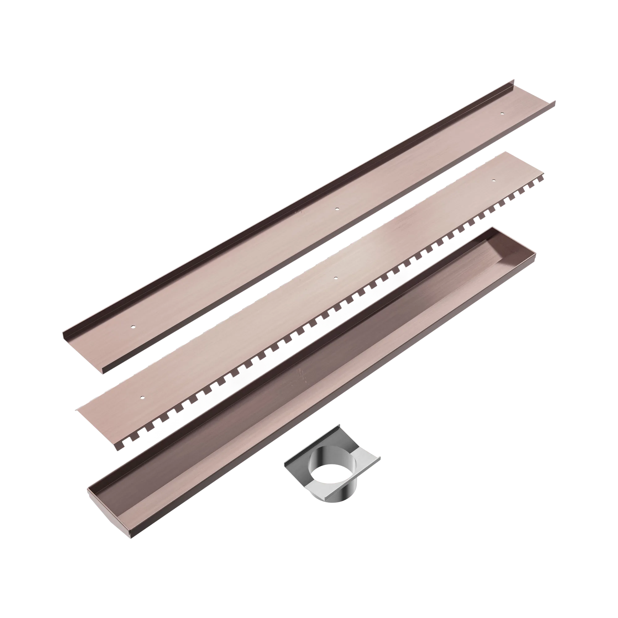 NERO TILE INSERT V CHANNEL 800X106MM FLOOR GRATE 90MM OUTLET BRUSHED BRONZE