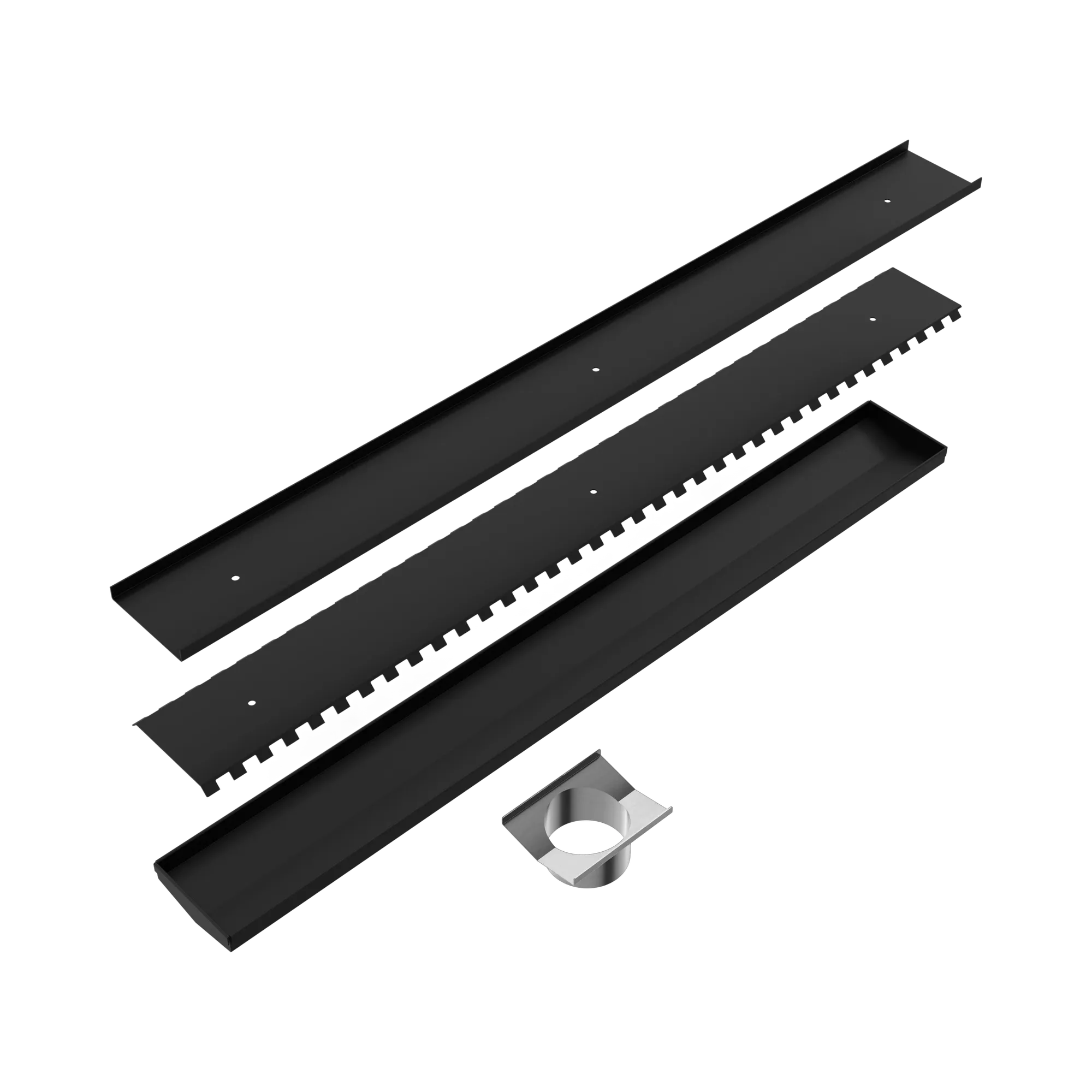NERO TILE INSERT V CHANNEL 800X106MM FLOOR GRATE 90MM OUTLET MATTE BLACK