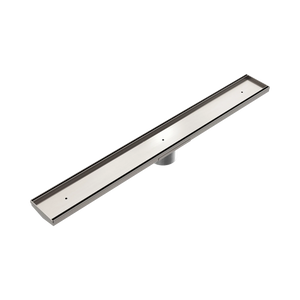 NERO TILE INSERT V CHANNEL 800X82MM FLOOR GRATE 50MM OUTLET BRUSHED NICKEL