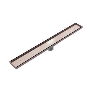 NERO TILE INSERT V CHANNEL 800X82MM FLOOR GRATE 50MM OUTLET BRUSHED BRONZE