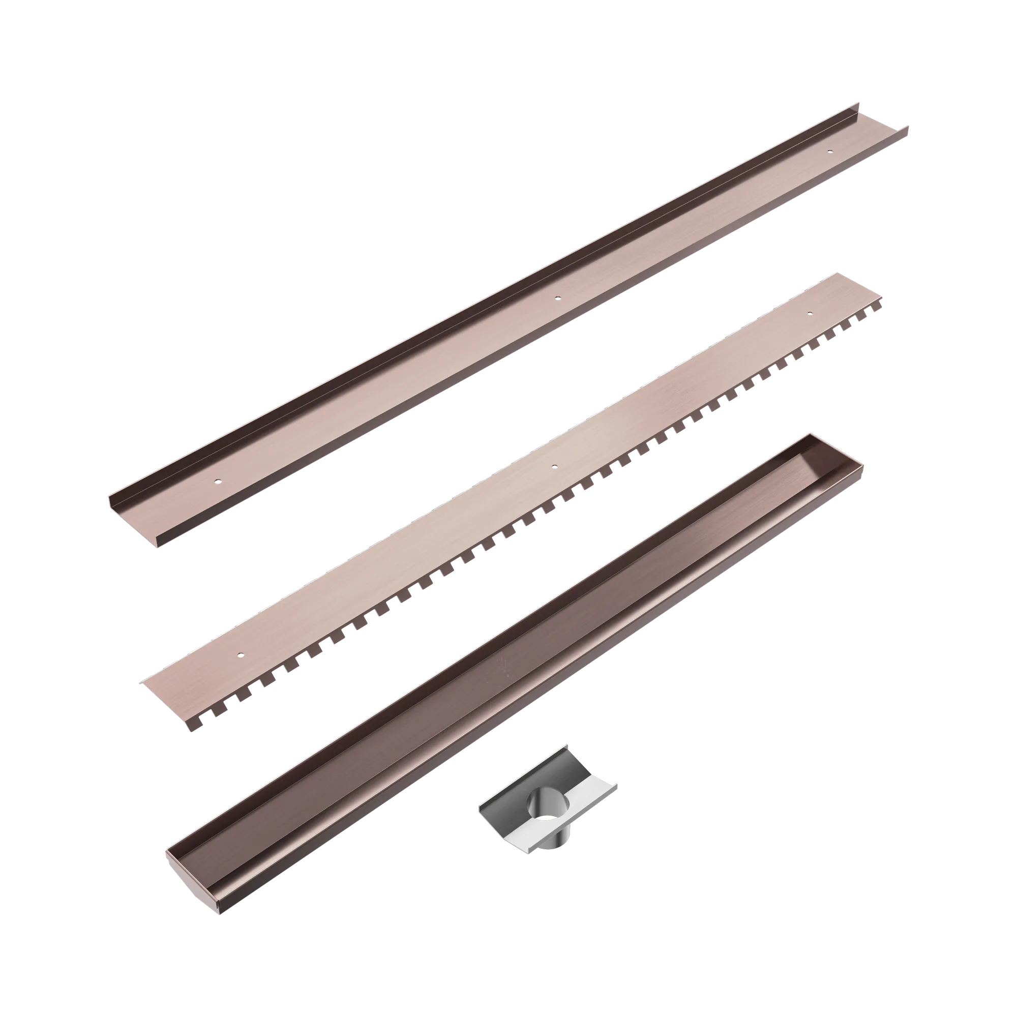 NERO TILE INSERT V CHANNEL 800X82MM FLOOR GRATE 50MM OUTLET BRUSHED BRONZE