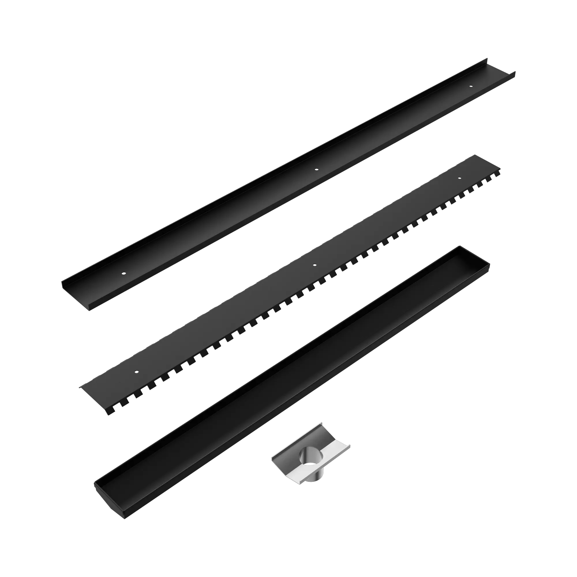 NERO TILE INSERT V CHANNEL 800X82MM FLOOR GRATE 50MM OUTLET MATTE BLACK