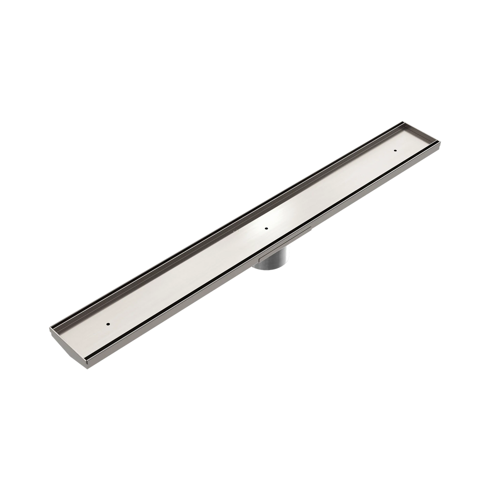 NERO TILE INSERT V CHANNEL 800X106MM FLOOR GRATE 80MM OUTLET BRUSHED NICKEL