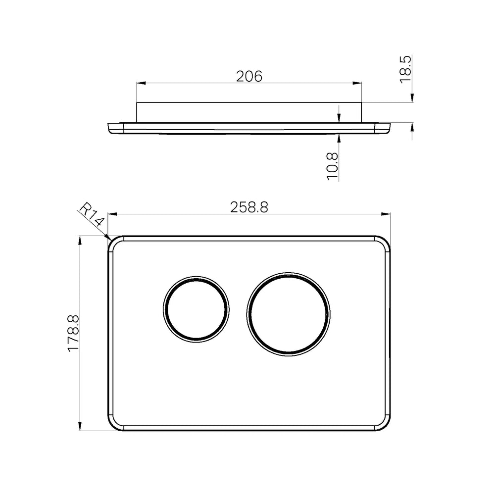 NERO IN WALL TOILET PUSH PLATE GUN METAL