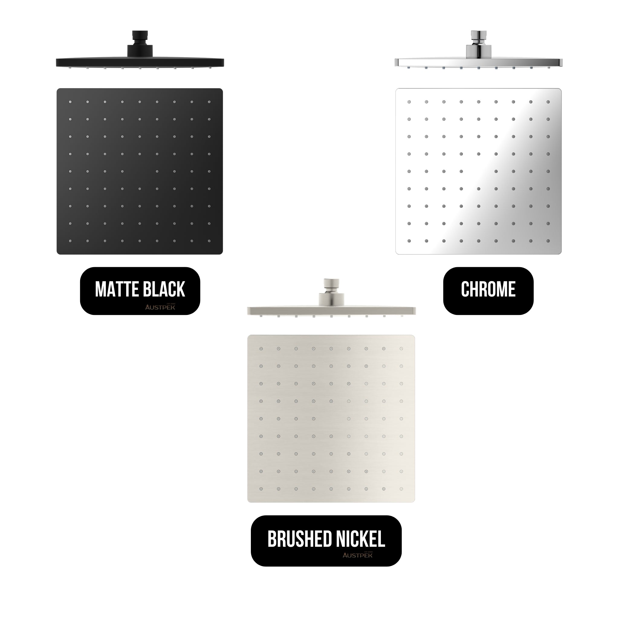 NERO SQUARE ABS SHOWER HEAD 250MM CHROME