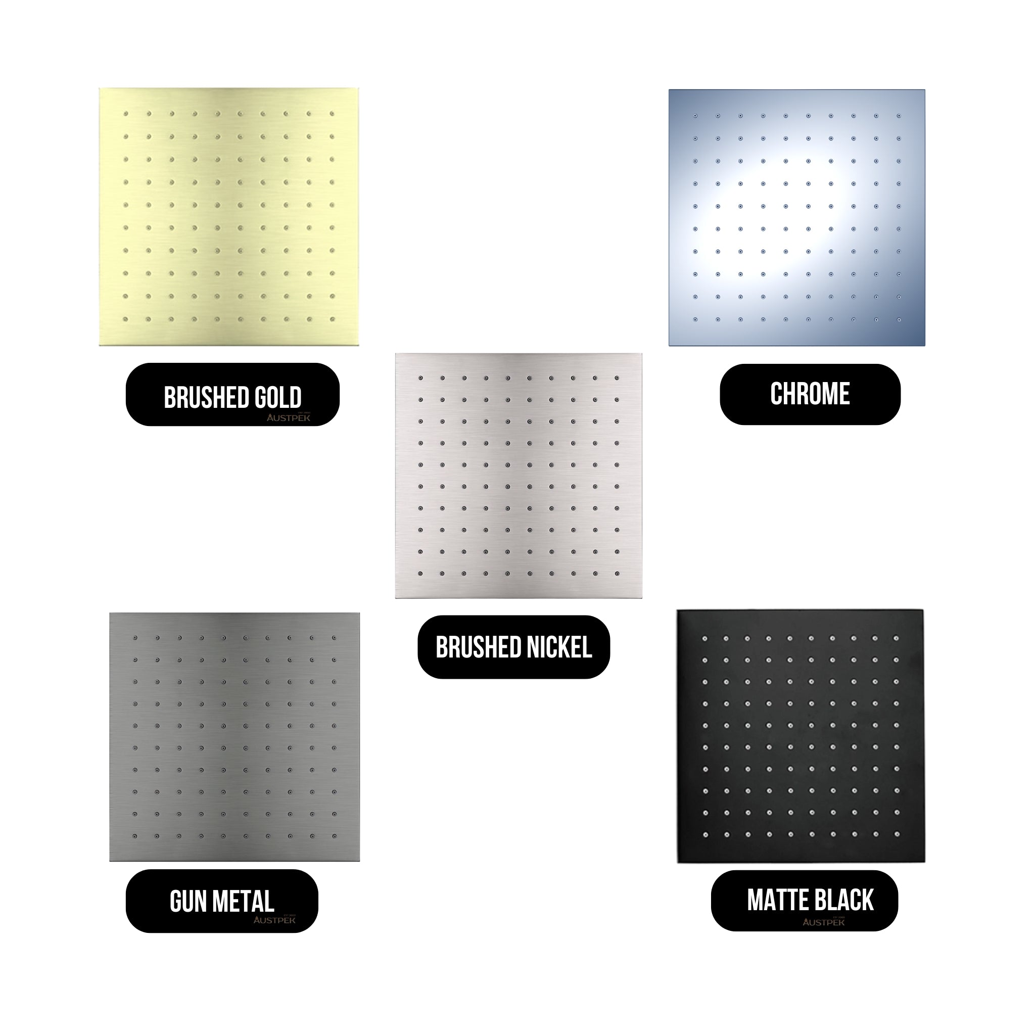 NERO SQUARE SHOWER HEAD 250MM BRUSHED GOLD