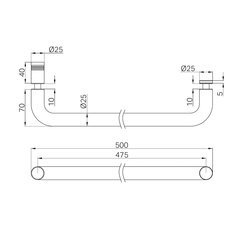 NERO TOWEL BAR 500MM GUN METAL