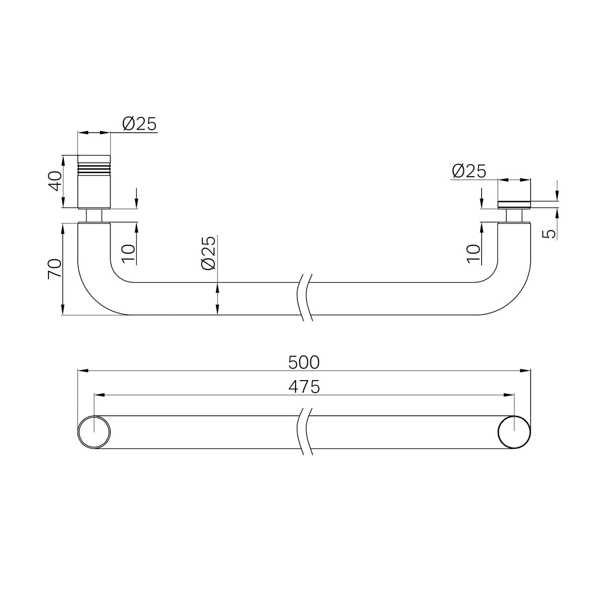 NERO TOWEL BAR 500MM GUN METAL