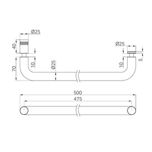 NERO TOWEL BAR 500MM BRUSHED GOLD