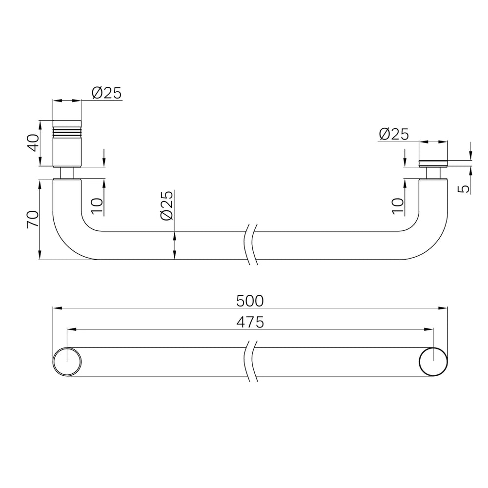 NERO TOWEL BAR 500MM BRUSHED NICKEL