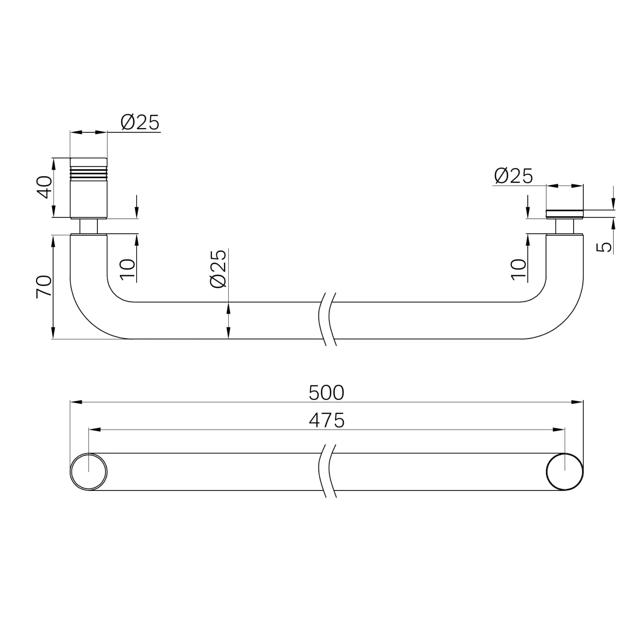 NERO TOWEL BAR 500MM CHROME