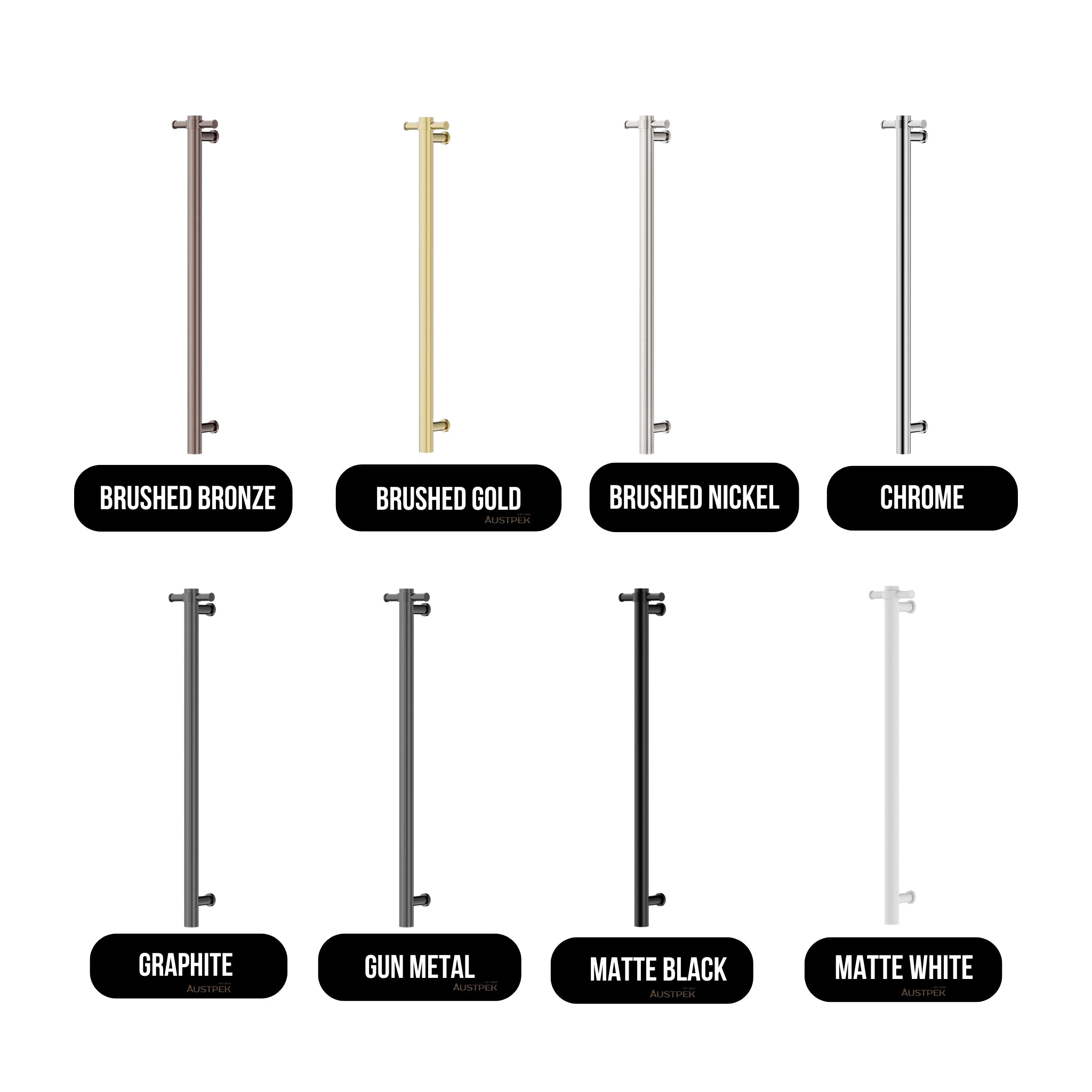 NERO MECCA NON-HEATED VERTICAL TOWEL RAIL CHROME 900MM