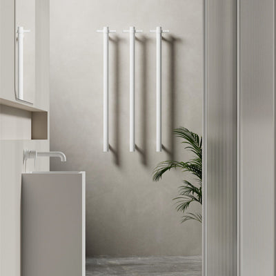 NERO MECCA NON-HEATED VERTICAL TOWEL RAIL MATTE WHITE 900MM