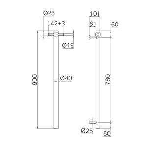 NERO MECCA 240V SINGLE VERTICAL HEATED TOWEL RAIL BRUSHED BRONZE