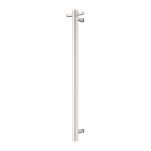NERO MECCA SINGLE VERTICAL HEATED TOWEL RAIL BRUSHED NICKEL 900MM