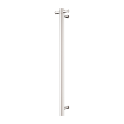 NERO MECCA SINGLE VERTICAL HEATED TOWEL RAIL BRUSHED NICKEL 900MM